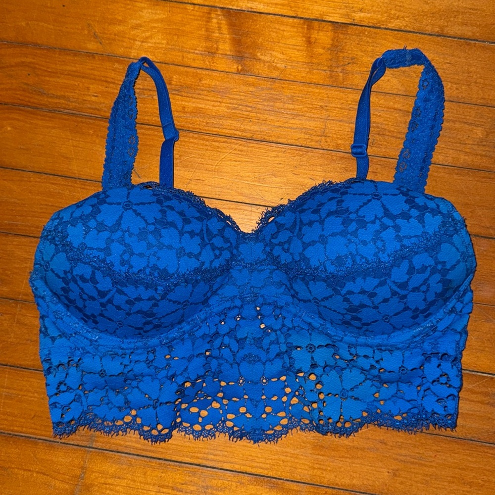Pink Victoria’s Secret, Push up, Blue Lace Bralette in Good Condition